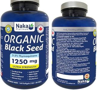 Naka Platinum Organic Black Seed oil, 100% PURE, 1250 mg per softgel, ULTRA STRENGTH, Cold Pressed, 2-3% Thymoquinone, Made in Canada (160 softgels (Pack of 1))