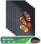 Black Grill Mats Set of 6 - Non-Stick Heavy Duty Teflon Grill Sheets for Charcoal, Gas & Electric Smokers