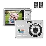 Andoer Digital Camera,Camera Digital Video Camcorder with 2 Batteries 8X Digital Zoom Anti-Shake 2.7 Inch LCD Camera for Adults/Seniors/Children/Teens-Silver