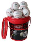 Rawlings Youth T-Ball Baseball Bucket Sponge Rubber Center Synthetic Cover Baseballs (12 Balls)