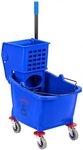 Commercial Mop Bucket with Wringer on Wheels | Blue 35 Quart