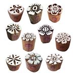 Henna Wood Stamps Small Round Design Printing Blocks (Set of 10)