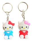 AK Store Cute Helloo Kitty Design Rubber Keychain, Valentine Gift Keyring for Car Bike Men Women Keychain/Keyrings, Bag Pendant Car, Bike Keychain (2)