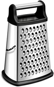 Rainspire Professional Box Grater, Cheese Grater Box for Kitchen Stainless Steel with 4 Sides, Cheese and Spice Graters with Handle for Vegetables, Ginger, Potatoes, Black