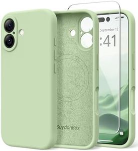 SuydanBox Magnetic for iPhone 16 Case, Compatible with MagSafe, [Screen Protector + Full Camera Protection], Silicone Shockproof Anti-Scratch Protective Phone Case for iPhone 16 6.1", Matcha