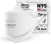 BNX N95 Mask NIOSH Certified MADE IN USA Particulate Respirator Protective Face Mask, Tri-Fold Cup/Fish Style, (20-Pack, Approval Number TC-84A-9362 / Model F95W) White