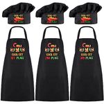 Jiuguva 6 Pcs Chili Cook off Apron and Pepper Hat Chili Cook off Trophies Adjustable Kitchen Cooking Aprons and Chef Hat 1st 2nd 3rd Place for Chili Contest Prizes Chili Festivals Award Decorations