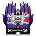 FINGER TEN American Football Gloves Youth Kids Ultra Tack Sticky Non-Slip Palm Receivers, Rugby Gloves Flexible Stretch Protection Waterproof Professional Fit Age 5-14 (Purple,Large)