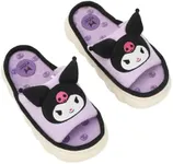 Bioworld Kuromi 3D Character Face Art Women's Purple Open-Toed Slide Slippers-Small