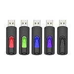 RAOYI 5Pack 16GB USB Flash Drives 16G USB Stick USB 2.0 clé USB Memory Stick Slide Retractable Thumb Drive (16GB, Black Red Blue Green Purple)