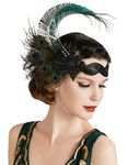 BABEYOND Roaring 20's Sequined Showgirl Flapper Headband with peacock Feather Plume