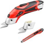 TOOLSPACE 4V Cordless Electric Scissors, Electric Fabric Cutter with 2 Pcs Cutting Blades Accessory for Cutting Fabric, Carpet, Leather, Cardboard