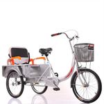 MegLob 2 in 1 Adult Tricycle Bike, 20IN Carbon Steel 3 Wheeled Cruise Trike Bike with Dual Brakes, Three-Wheeled Bicycles Cruise Trike with Adjustable Rear Seat, Single Speed 3 Wheel Bikes,Silver