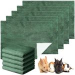 Panelee 10 Pcs Washable Blankets for Dog Guinea Pig Bunny Cat Waterproof Small Animal Pee Pad Pet Blanket Reusable Sleep Bedding Mat Absorbent Cage Liner Pad Cover (Dark Green,18 x 24 Inch)