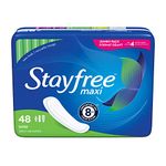 Stayfree Maxi Super Long Pads For Women, Wingless, Reliable Protection and Absorbency of Feminine Periods, 48 count