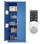 METALTIGER Metal Storage Cabinet with Digital Lock | Garage Storage Cabinet with Doors and 4 Adjustable Shelves | 71" Lockable Office Cabinet | Heavy-Duty Utility Metal File Cabinets (Dark Blue)