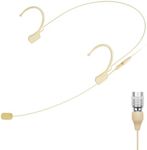 KIMAFUN Beige Headset Microphone, Pro Over-Ear Condenser Headworn Mic Compatible with Audio Technica Wireless Bodypack Transmitters, Ideal for Stage Performances, Hosting, Teaching, Public Speaking