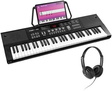 Max KB15 Clavier Électronique 61 Touches, Casque Audio Inclus, Synthétiseur Débutant, Deux Haut-parleurs Intégrés, Batterie Rechargeable, Microphone Inclus, Idéal pour Démarrer votre Apprentissage