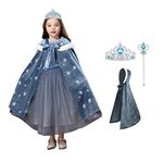 ACWOO Elsa Costume, Elsa Princess Dress with Princess Crown and Magic Wand, Elsa Anna Dress Elsa Princess Cape Girls Princess Dress Up for Girls Party, Halloween, Wedding, Pageant, Cosplay (130cm)