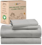 California Design Den 100% Organic Cotton Sheets for Queen Size Bed, Deep Pocket Percale Sheets Queen, GOTS Certified, Soft Cooling Sheets - 4 Pc Bed Sheets Queen Sheet Set, Light Grey Sheets