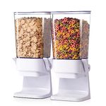 Zeadesign Cereal Dispensers 2Pc, Food Storage Containers, 5L Cereal Containers Home Essentials, Cereal Dispenser for Rice, Candy, Grains, Nuts, Snack,Oatmeal, Pet Food, White