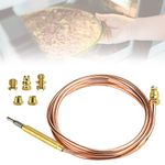 DIKEBAO 1500mm Universal Thermocouple Kits Gas Stove Thermocouple Thermocouple Flame Failure Safety Device BBQ Grill Fireplace Heating Thermocouple with 5 Nuts for Induction Cooker Heating Device