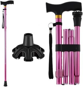 LIXIANG Walking Cane for Women for Stability Balance Folding Foldable Canes for Men Heavy Duty Collapsible Fashionable Decorative Cane Pure Pink