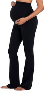 Sunzel Sunzfly Maternity Flare Leggings Over The Belly, Buttery Soft Pregnancy Wide Leg Yoga Pants for Workout & Daily Wear,32 Inseam Black L