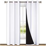 NICETOWN Livingroom Lined Blackout Blinds - 100% Sun Blocking Eyelet Deadening Window Drapes with Black Liner (42W x 84L, Pure White, 2 Panels)