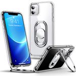 SHIELDS UP for iPhone 11 Case with Stand, Phone Case clear with Double Ring Holder【Adjustable & Fodable】 Shockproof Protective Cover for iPhone 11 6.1 inch - Clear