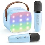 YLL Mini Karaoke Machine for Kids Adults, Bluetooth Speaker with 2 Wireless Microphones, TOP Christmas Birthday Gifts Toys for Girls Ages 3, 4, 5, 6, 7, 8, 9,10,11,12+ Years Old Toddler(Blue)