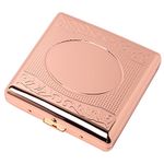 Fashion Unique Shaped Metal Cigarette Case-85mm 3.34" King Size 18-20 Capacity Sturdy Double Sided Spring Clip Open Pocket Holder for Women and Men (85'S 20pcs, E38-Rose Gold)