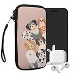 kwmobile Neoprene Sleeve for Smartphone Size XXL - 7" - Shock Absorbing Pouch Case - Protective Phone Bag - Funny Dogs Brown/White/Taupe