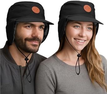 Tough Headwear Faux Fur Trapper Hat for Men Women - Winter Hat with Ear Flaps - Faux Fur Hats Men - Earflap Hats Black