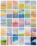 (60 pack) Four seasons oil painting Colorable Postcards for Kids or Teachers[Artistic decoration] [Sending greetings] [Expressing emotions]