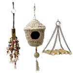 Jainsons Pet Products® Bird Nest for Outside, Resting Place for Birds, Hanging Natural Grass Bird Nest, for All Type Small Bird House Handcrafted Hut - House (HUT NEST with Toys Combo)