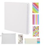 suituts Scrapbook Photo Album 12X12 Inch Hardcover Scrapbooking Kits, (40 Blank Pages) DIY Scrapbook Album for Kids, Friends, Anniversary, Extra Storage Bag, Pens, DIY Stickers (White)