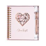 Pink Hardcover Notebook Journal Set with Diamond Pen - Cute Spiral Notebook Dream Journal or Diary for Women and Teen Girls - Perfect Office Notebook - 80 Ruled Notebook Sheets - Decorative Gift Box