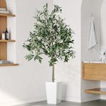 YOLEO 5FT Artificial Olive Tree, Faux Olive Silk Tree Indoor, Lifelike Fake Plant for Living Room Bedroom Balcony Corner Office Decor (Style 5)