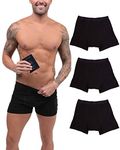 iHeartRaves Men's Ultra-Soft Boxer Briefs w/Secret Pocket Comfort & Function - black - Large