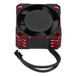 RC Cooling Fan, Aluminum 32000RPM 25x25MM Remote Control Vehicle Heat Dissipation Fan RC Electronic Speed Controller Strong Metal Fan for 1/10, 1/8, 1/12 Scale RC Car(Black red)