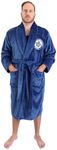 NHL Men’s Fleece Robe EXPRESSIONS Luxury Plush Standard Length Comfy Lounge Bathrobe with 2 Front Pockets, Wrap Tie & Shawl Collar Design (Official NHL Product)