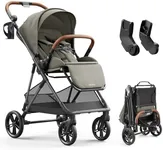 MAMAZING Air Lux Baby Stroller with Carbon Fiber Frame, One-Hand Fold & Reversible Seat, Magnetic 5-Pt Harness, Car Seat Adapter, 15.8lbs, Vetiver