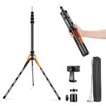 Soonpho 220cm Carbon Fibre Travel Light Stand Portable Photography Tripod Lightweight 86,5inch Photo Studio Tripod for Strobe Reflector Softbox Umbrella Video Shooting Background with Carrying Bag