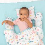 haus & kinder Cotton Bedding Set for 0-2 Years Baby | Pack of 5-1 Mattress, 1 Pillow, 2 Bolsters, 1 Quilt (Vitamin Sea)