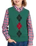 BOBOYOYO Boys Sweater Vest Argyle Sweater V Neck Cotton Knit Vest School Uniform for Kids Size 3-14 Years