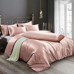 Ersmak 6 Pieces Satin Duvet Cover Full/Queen Size Luxury Silky Bedding Duvet Cover Set with 1 Soft Duvet Cover, 4 Queen Pillowcases and 1 Body Pillowcase, Champagne