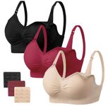 HBselect 3 Pack Women’s Nursing Bra Wireless Seamless Maternity Bra Breastfeeding Bras Bralette with Removable Bra Pads Extenders