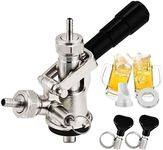 Dbgogo European Sankey S System Keg Coupler, 1/4'' Beer Barb Stainless Steel Probe Brass Body 5/16'' Gas Tailpiece Draft Kegerator Tap Dispenser with Safety Pressure Relief Valve Brewing Hose Clamp