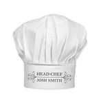 Treat Republic London Personalised Classic Head Chefs Hat – White, 100% Polyester Classic Chef Hat with Custom Name | Kitchen Accessories